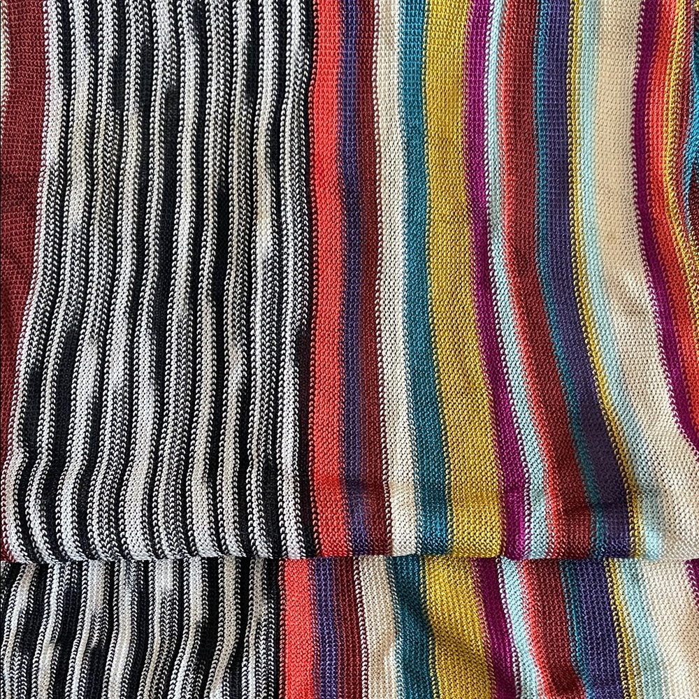 Missoni Multicolor Striped Knit Scarf with Black & White Panel